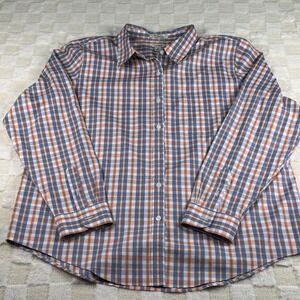L.L. Bean Wrinkle Free Men's Plaid Button Up Shirt SIze‎ XL Blue and Orange